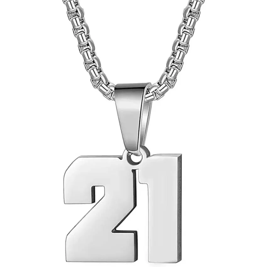 Zane Lucky Number Pendant with Box Chain Necklace