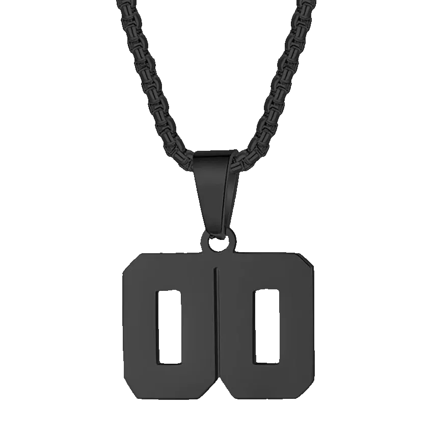 Zane Lucky Number Pendant with Box Chain Necklace