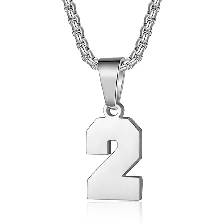 Zane Lucky Number Pendant with Box Chain Necklace