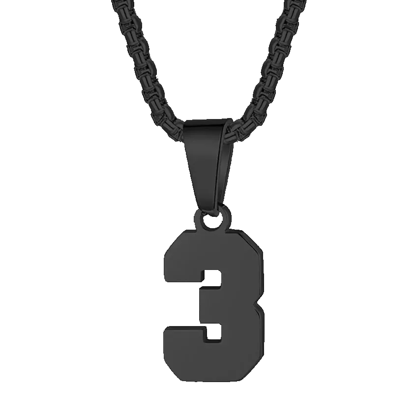 Zane Lucky Number Pendant with Box Chain Necklace