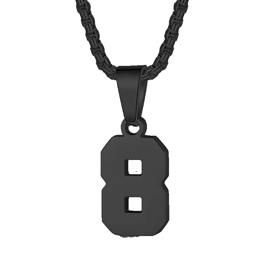 Zane Lucky Number Pendant with Box Chain Necklace