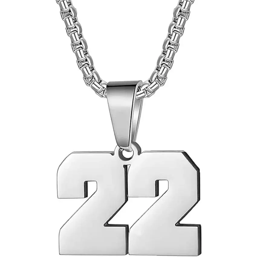 Zane Lucky Number Pendant with Box Chain Necklace