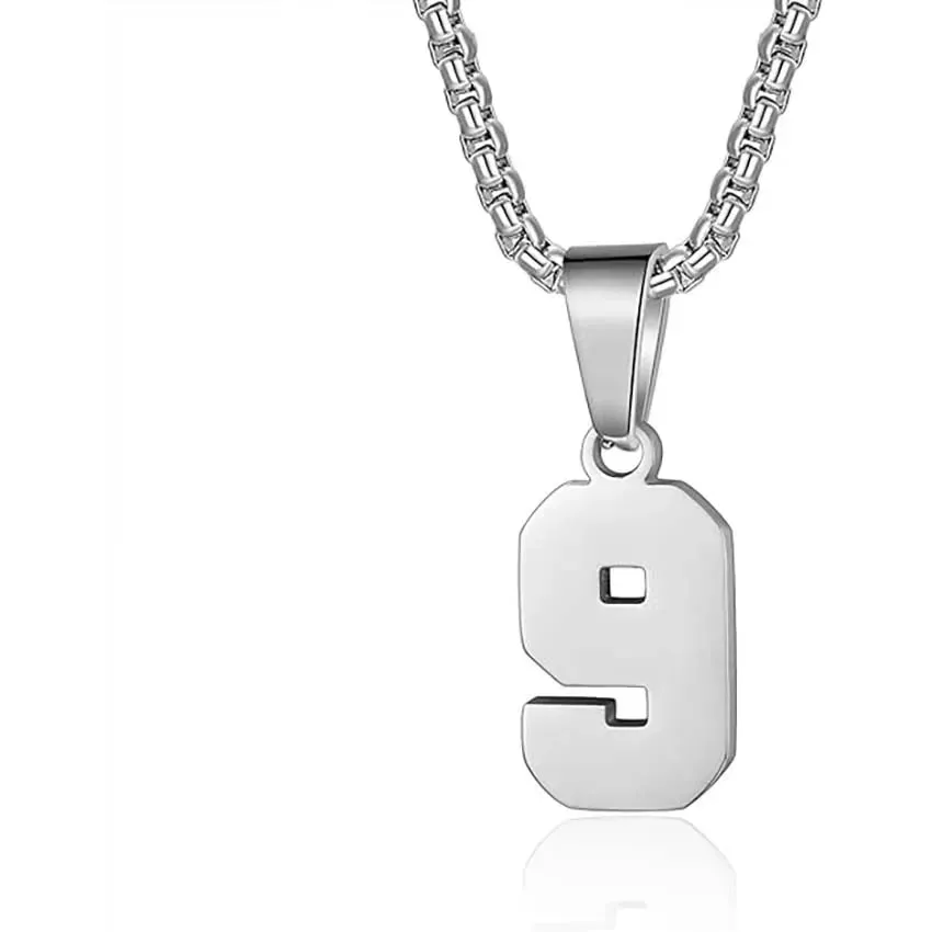 Zane Lucky Number Pendant with Box Chain Necklace