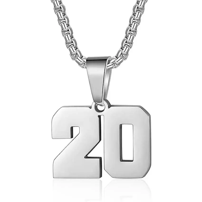 Zane Lucky Number Pendant with Box Chain Necklace