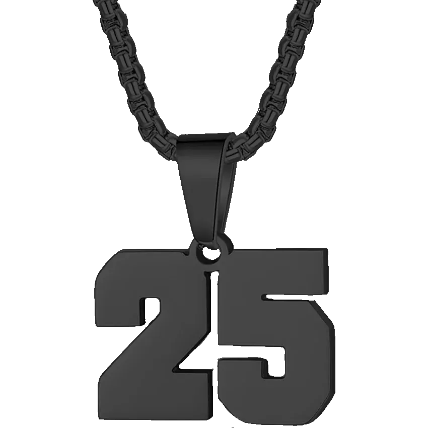 Zane Lucky Number Pendant with Box Chain Necklace