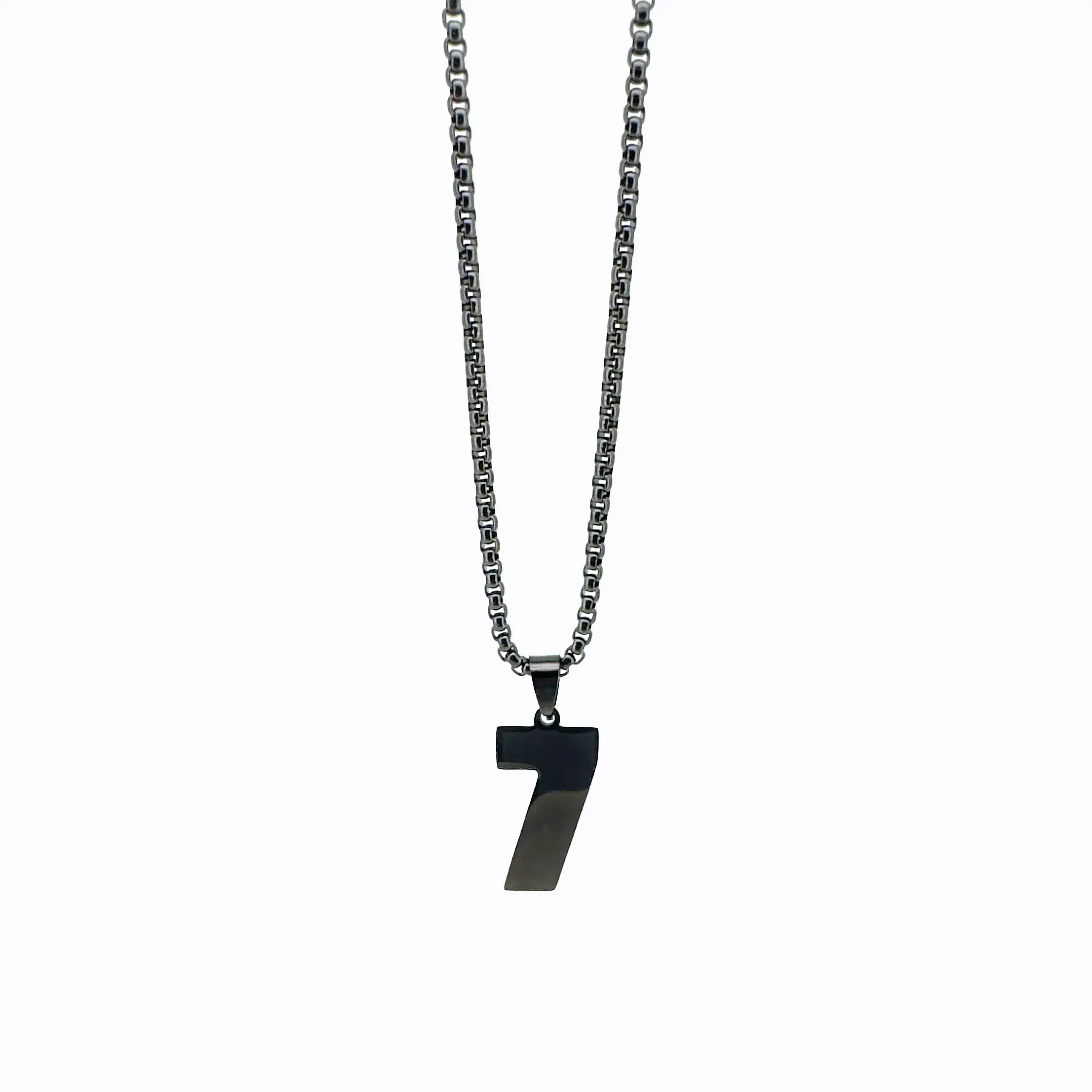 Zane Lucky Number Pendant with Box Chain Necklace