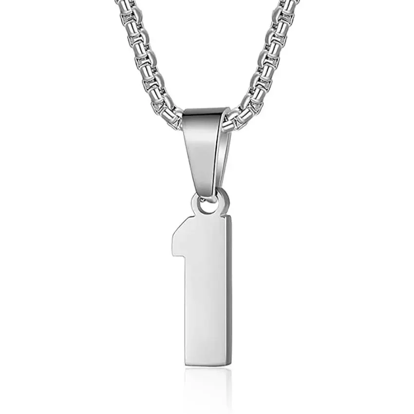Zane Lucky Number Pendant with Box Chain Necklace