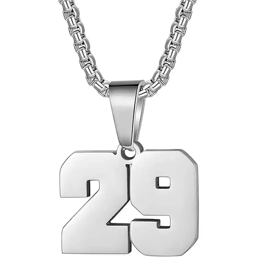 Zane Lucky Number Pendant with Box Chain Necklace
