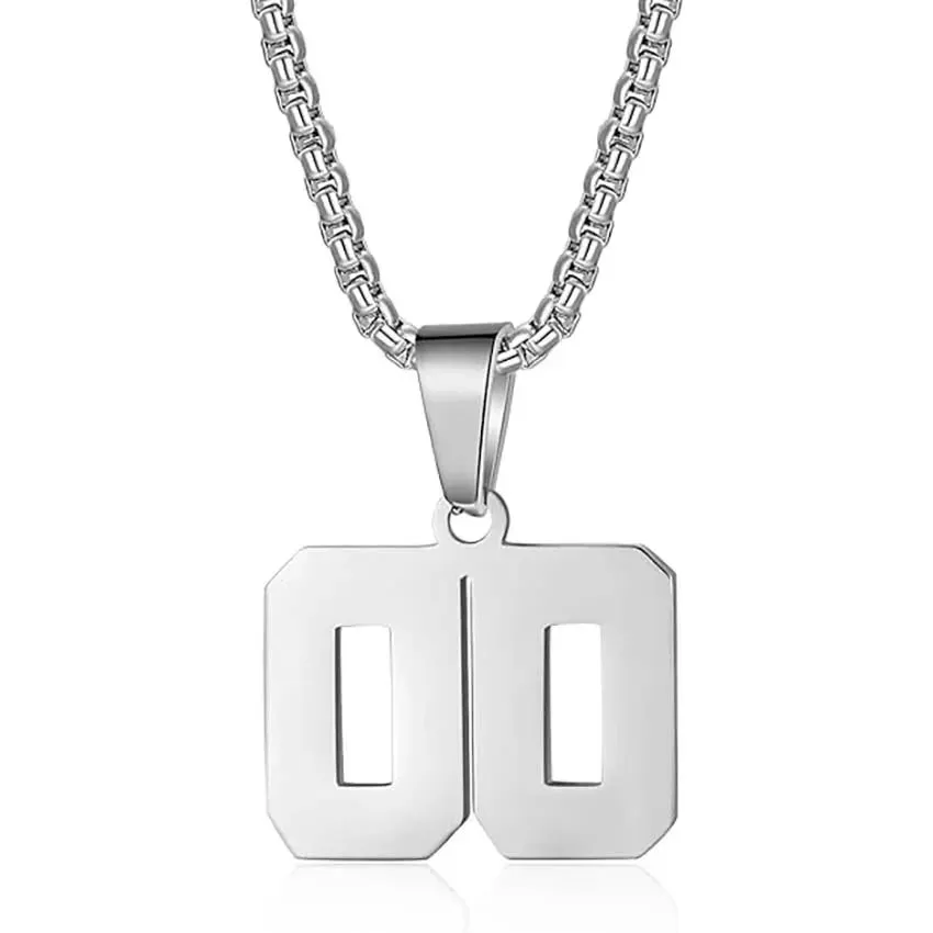 Zane Lucky Number Pendant with Box Chain Necklace