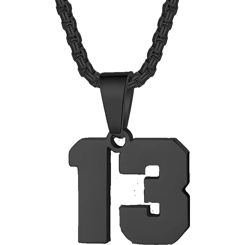 Zane Lucky Number Pendant with Box Chain Necklace