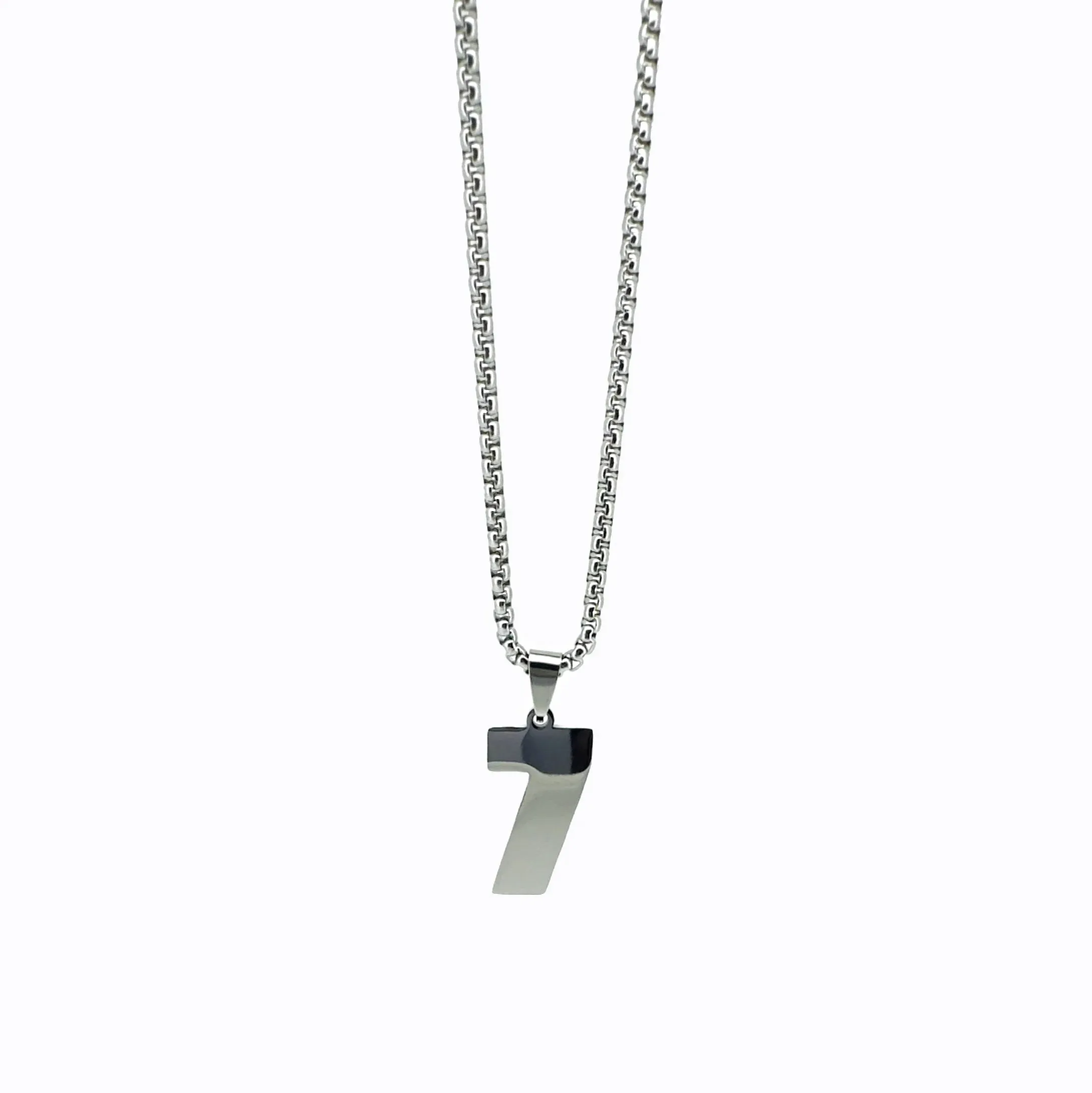 Zane Lucky Number Pendant with Box Chain Necklace