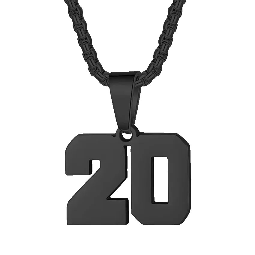 Zane Lucky Number Pendant with Box Chain Necklace