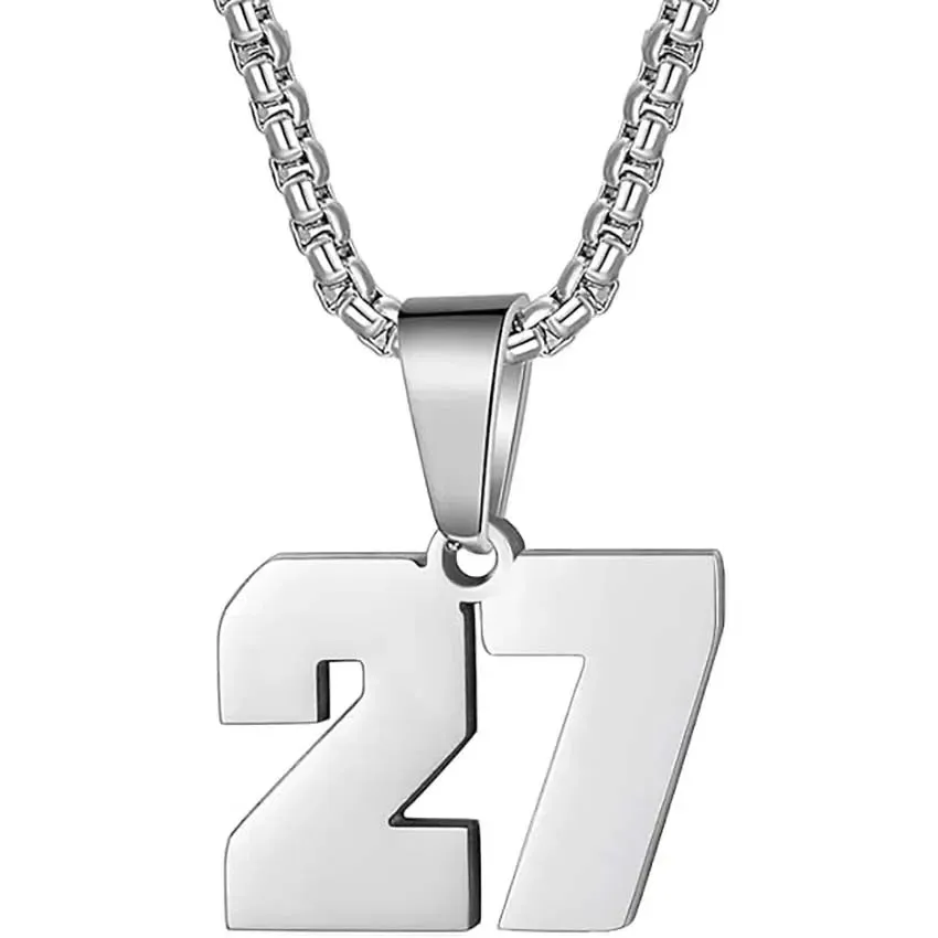 Zane Lucky Number Pendant with Box Chain Necklace