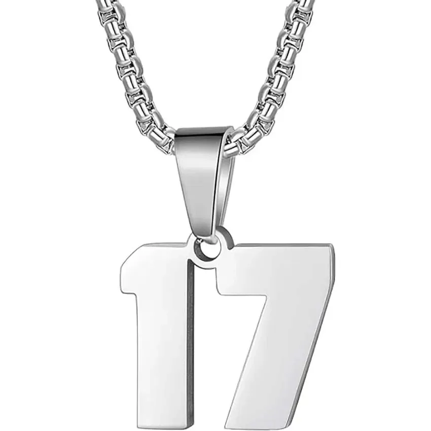 Zane Lucky Number Pendant with Box Chain Necklace