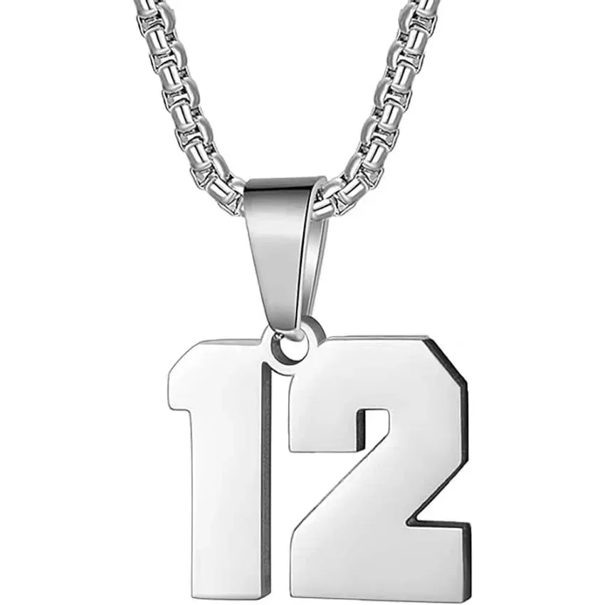 Zane Lucky Number Pendant with Box Chain Necklace