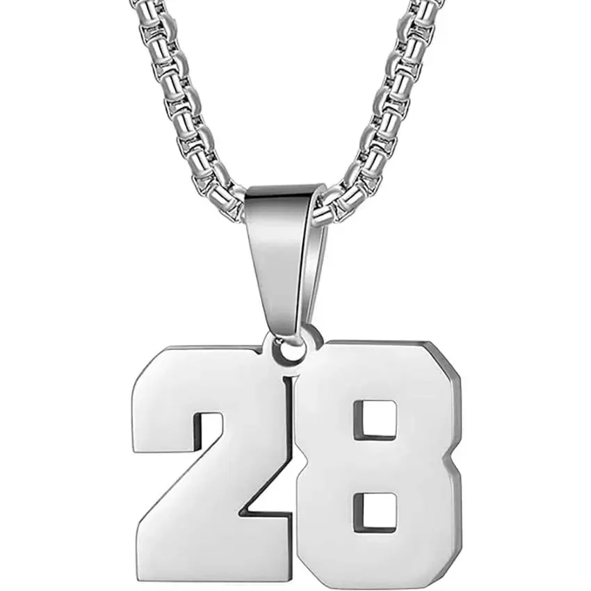 Zane Lucky Number Pendant with Box Chain Necklace