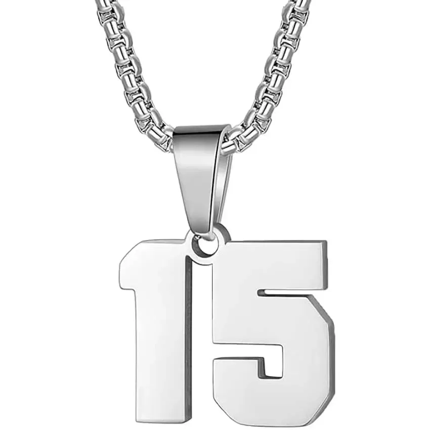 Zane Lucky Number Pendant with Box Chain Necklace